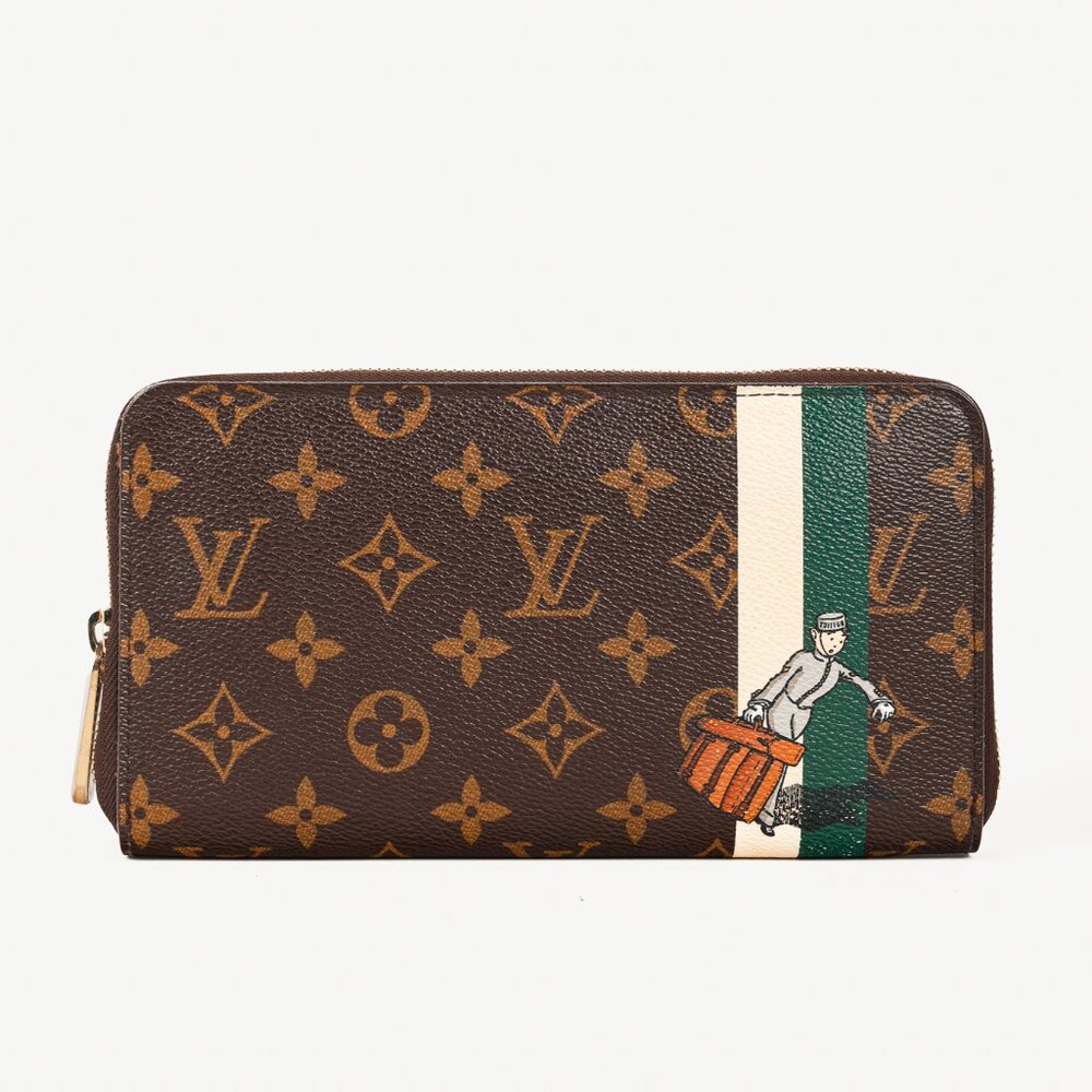 Louis Vuitton Groom Zippy '06 Green White Stripe Graphic Travel Organizer Wallet